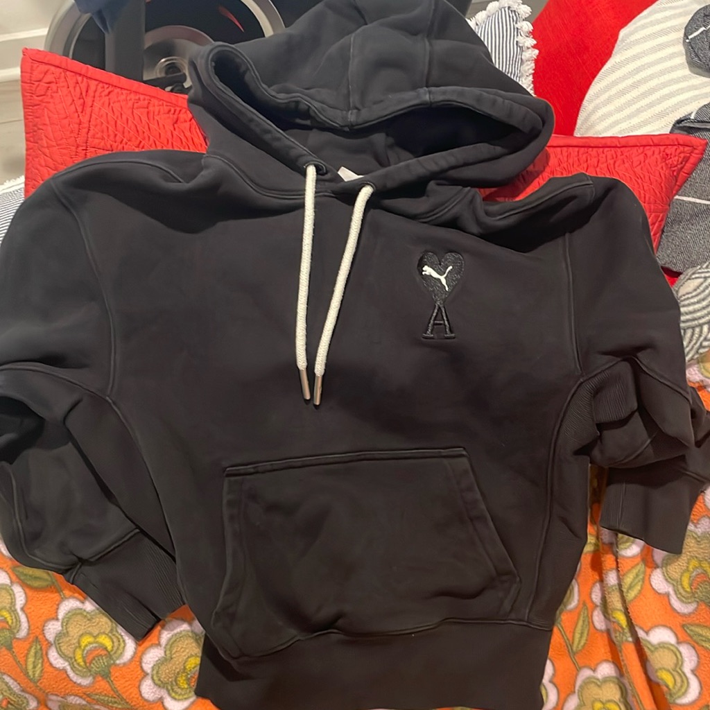Ami X Puma Matiussi Hoodie Pullover Sweatshirt Embroidered Black Heart Logo
